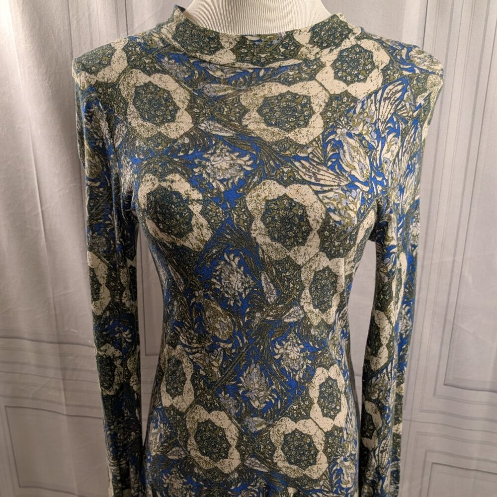 Free People Green and Blue Floral Dress with Open Back